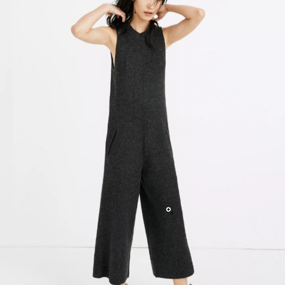 Madewell wide-leg sweater jumpsuit, grey, size L